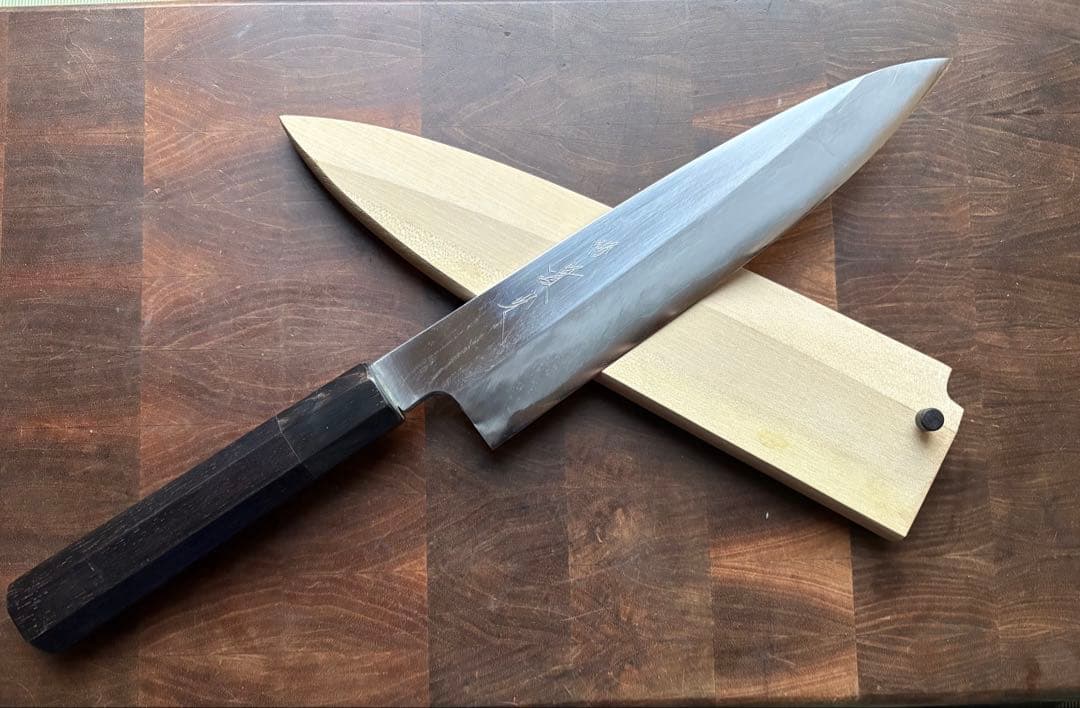 堺　實光刃物　arata 青鋼　片刃 牛刀　210mm 包丁　霞　和包丁　黒檀