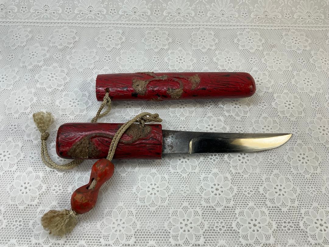 残欠刀　合法サイズ　ナイフ　伝統的な赤い木製ハンドルの刀