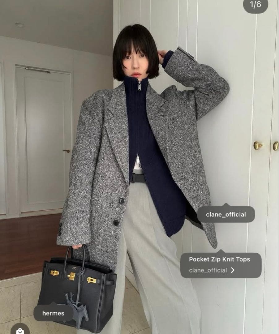 トップス CLANE POCKET ZIP KNIT TOPS