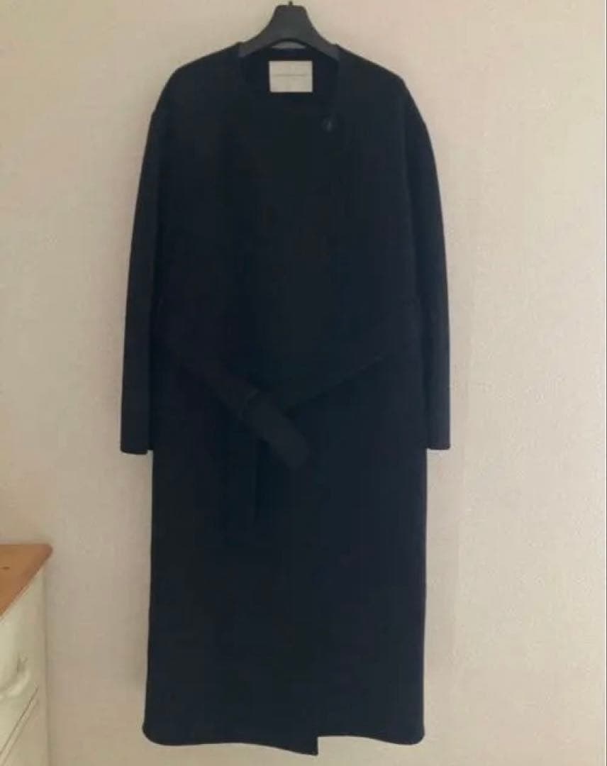 TOMORROWLAND プレミアムウールリバー ノーカラーコート　ブラック36