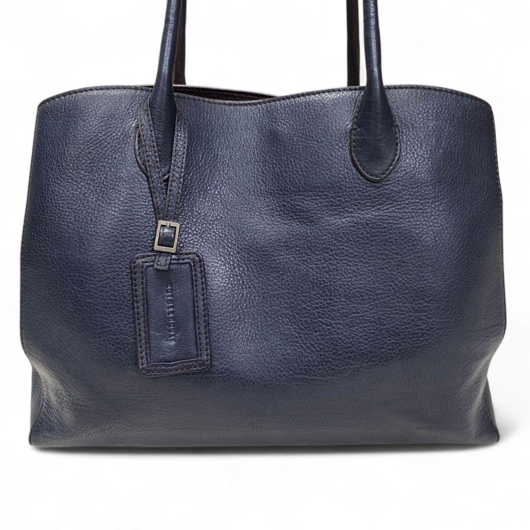 キンタ様✨【A4収納可能】マザーハウス　リン　オープン　トートバッグ　シボ革　紺