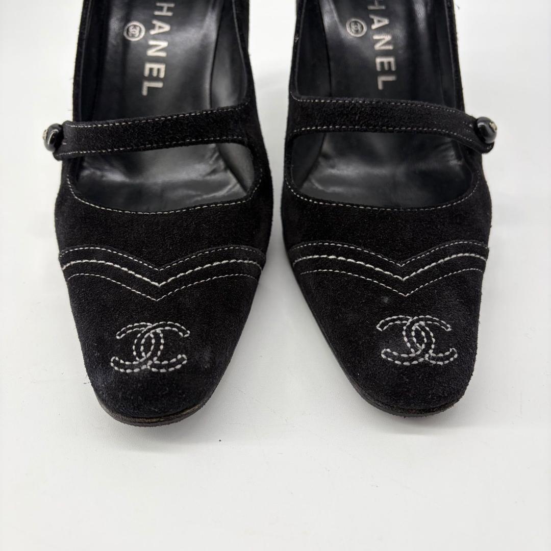 17280✨CHANEL ココマーク スエード ロゴ ハイヒール パンプス 36