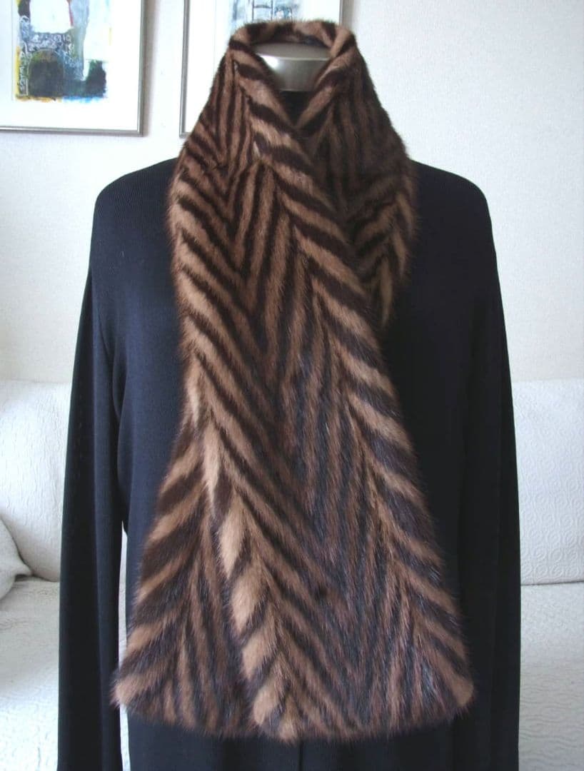 最高級品 バイカラー 艶ミンク マフラー 長さ135㎝