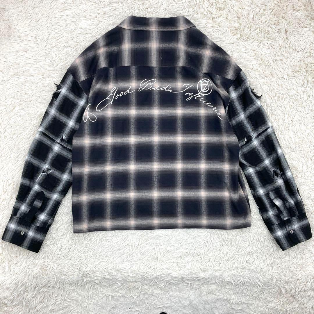 A GOOD BAD INFLUENCE ジップアップオンブレチェックシャツ M