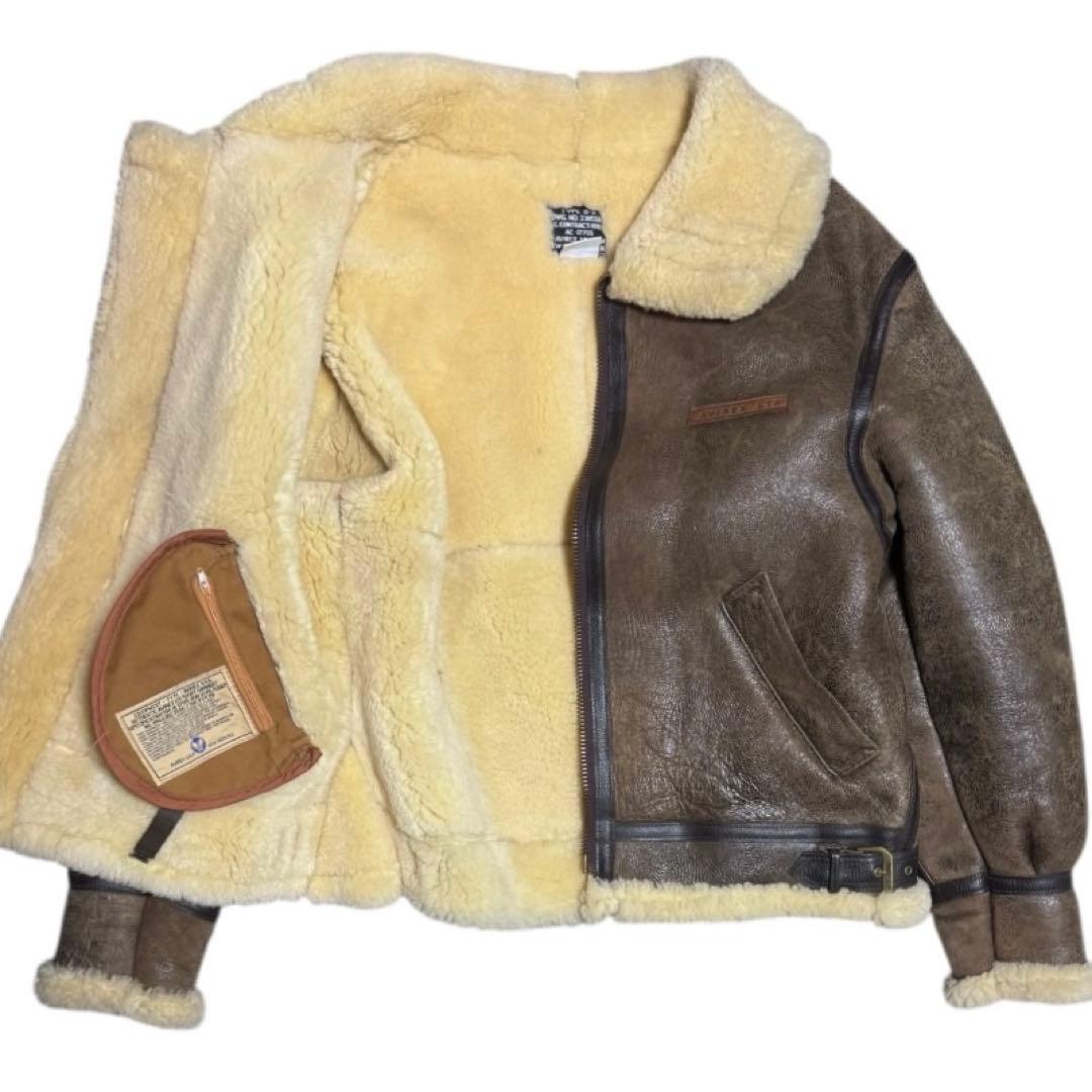 AVIREX 米国製 B-3 胸タグ ボマージャケット リアルムートン 42