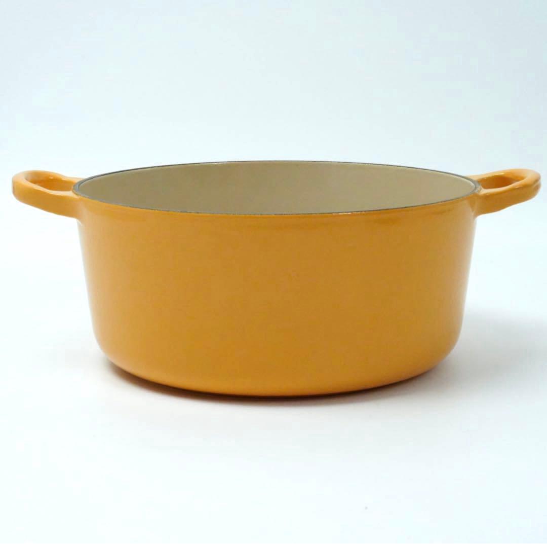 【美品】LE CREUSET　ココット ロンド サフランイエロー　22cm