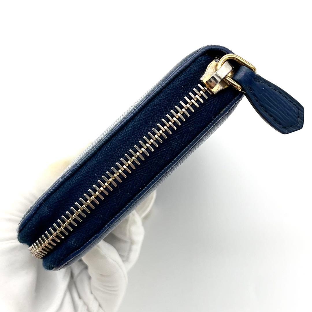 【美品】PRADA ヴィッテロムーヴ　ラウンドファスナー　ゴールド金具　ブルー