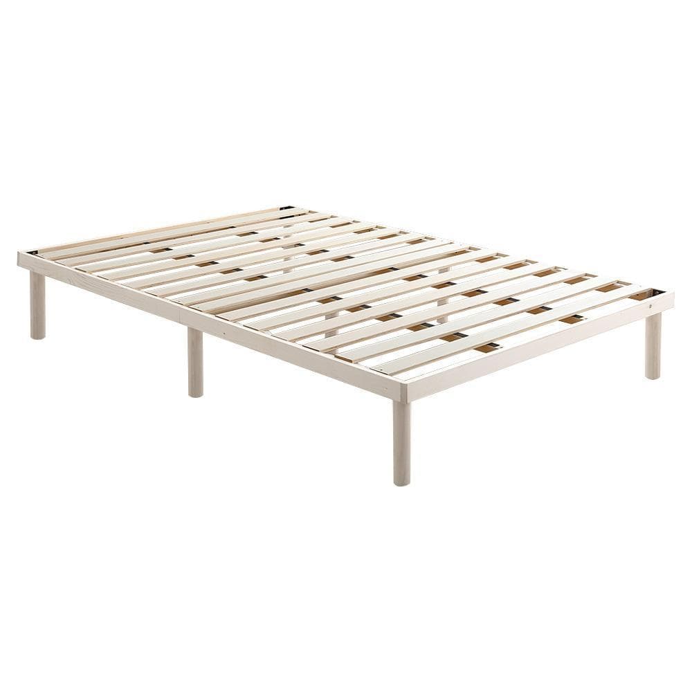 北欧パイン材すのこベッド ダブル ホワイトウォッシュ [7195]