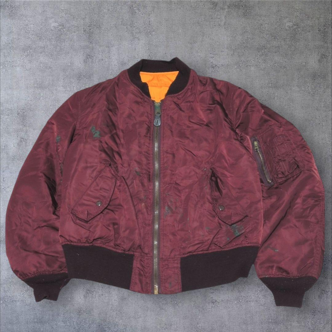 《希少カラー》 USA製 ALPHA MA-1 L ヴィンテージ バーガンディ