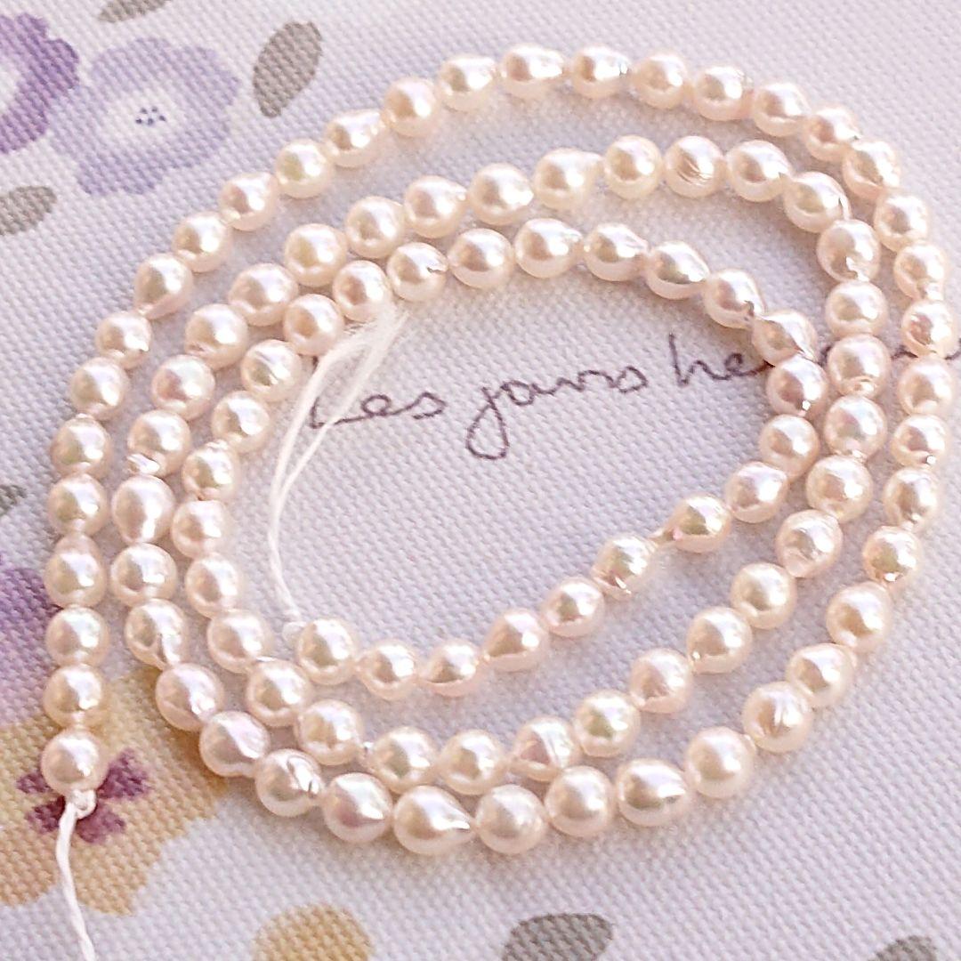 伊勢志摩産あこや真珠　ベビーパール　バロック　一連　ハンドメイド材料　加工不可