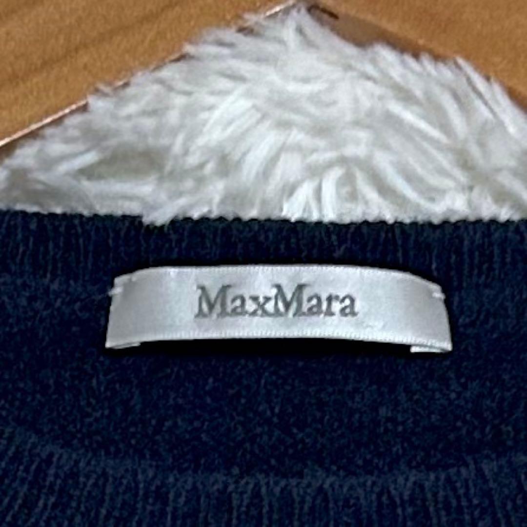 【美品】MaxMara カシミヤ100%　Mロゴ　ニット　セーター　ネイビー　L