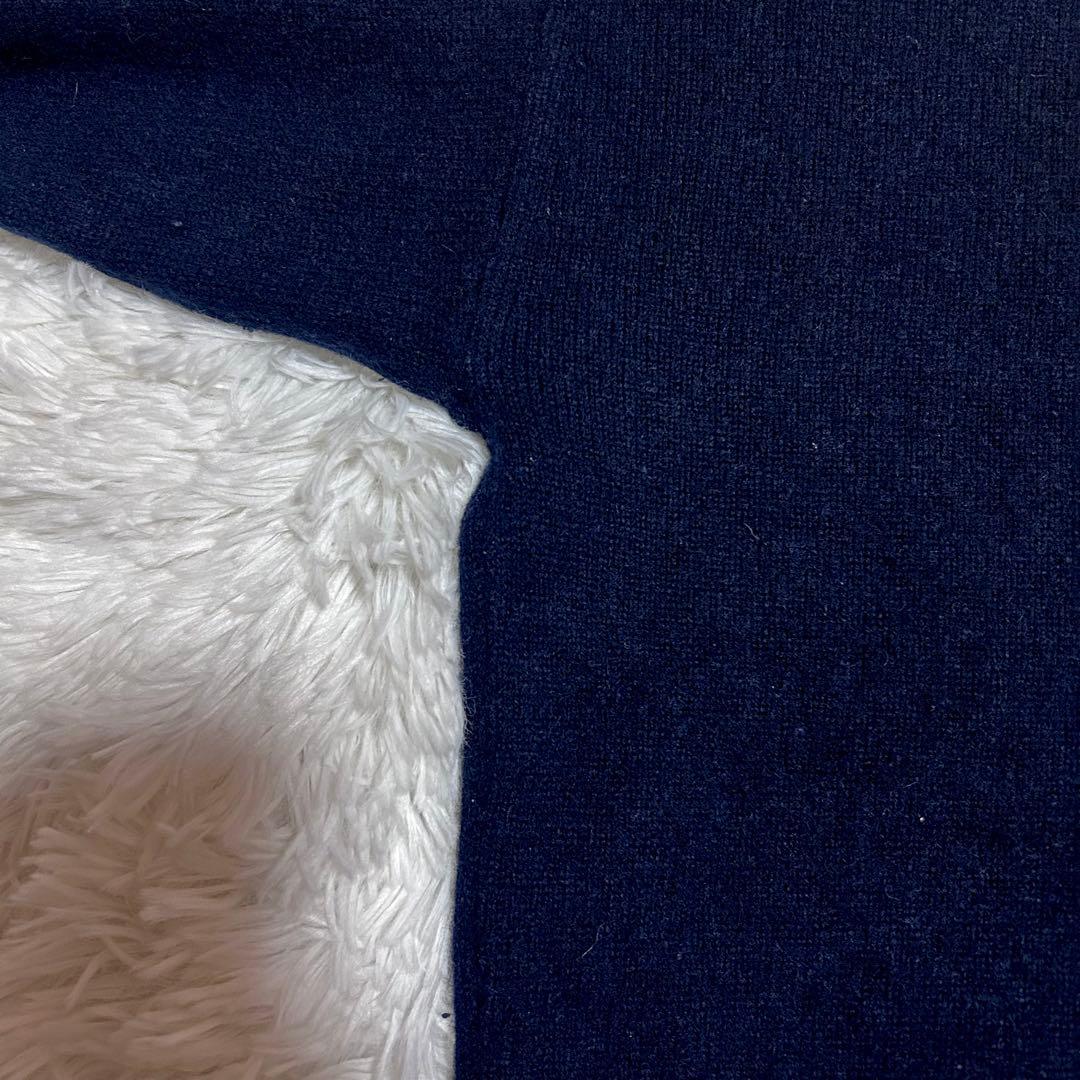 【美品】MaxMara カシミヤ100%　Mロゴ　ニット　セーター　ネイビー　L