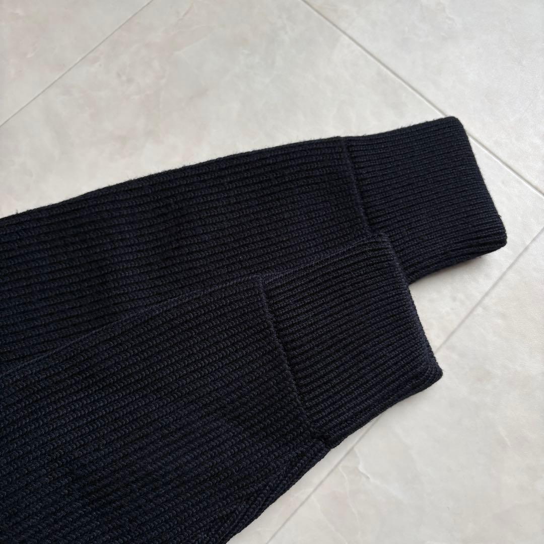 美品✨ ZARA ORIGINS ドライバーズニット 紺 L リブ ダブルジップ