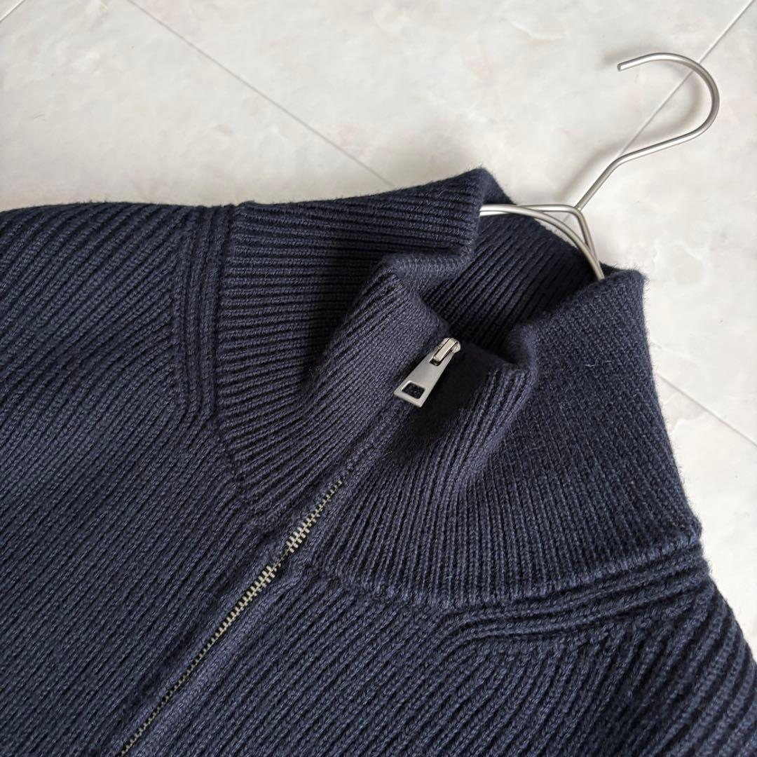 美品✨ ZARA ORIGINS ドライバーズニット 紺 L リブ ダブルジップ