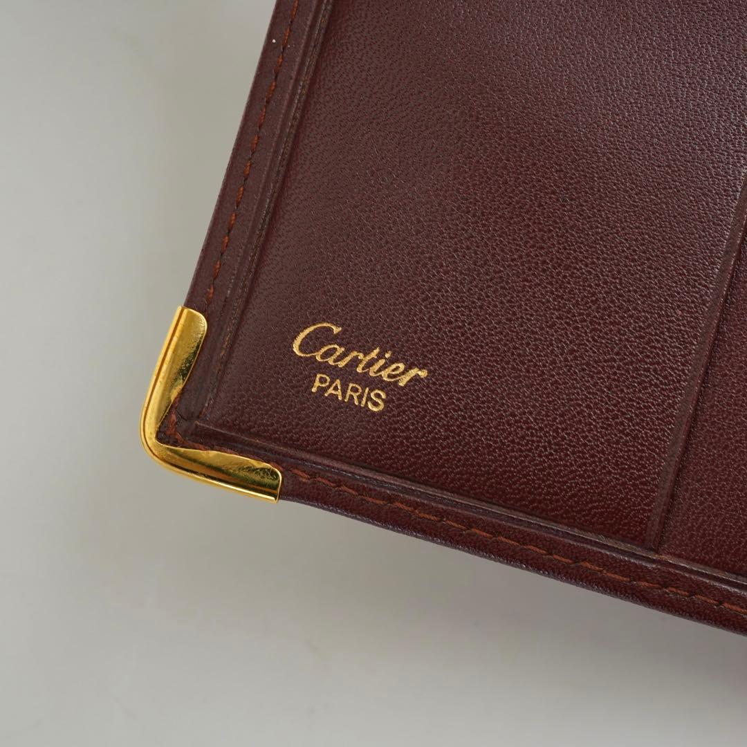 ✨極上美品・付属品完備✨　カルティエ　二つ折り　マストライン　レザー　ボルドー