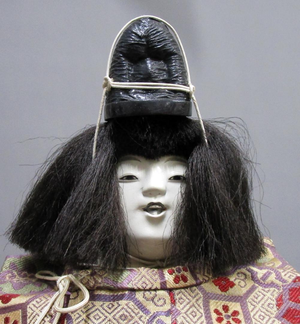 ビンテージ 京人形［御所人形 舞い］衣裳は有職織物　檜箱入