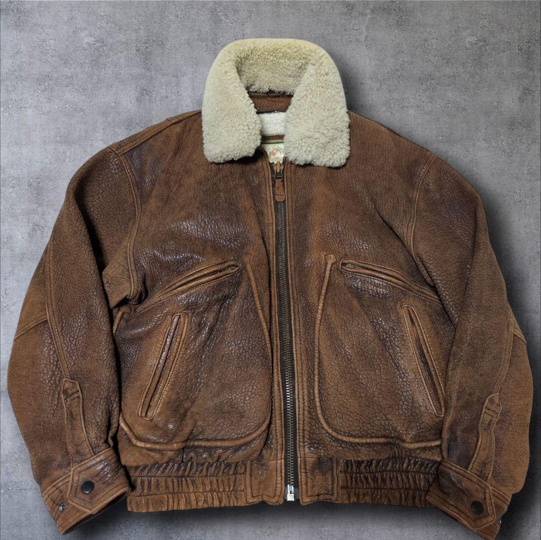 vintage G-1 襟ボアムートン レザー フライトジャケット ライナー付き