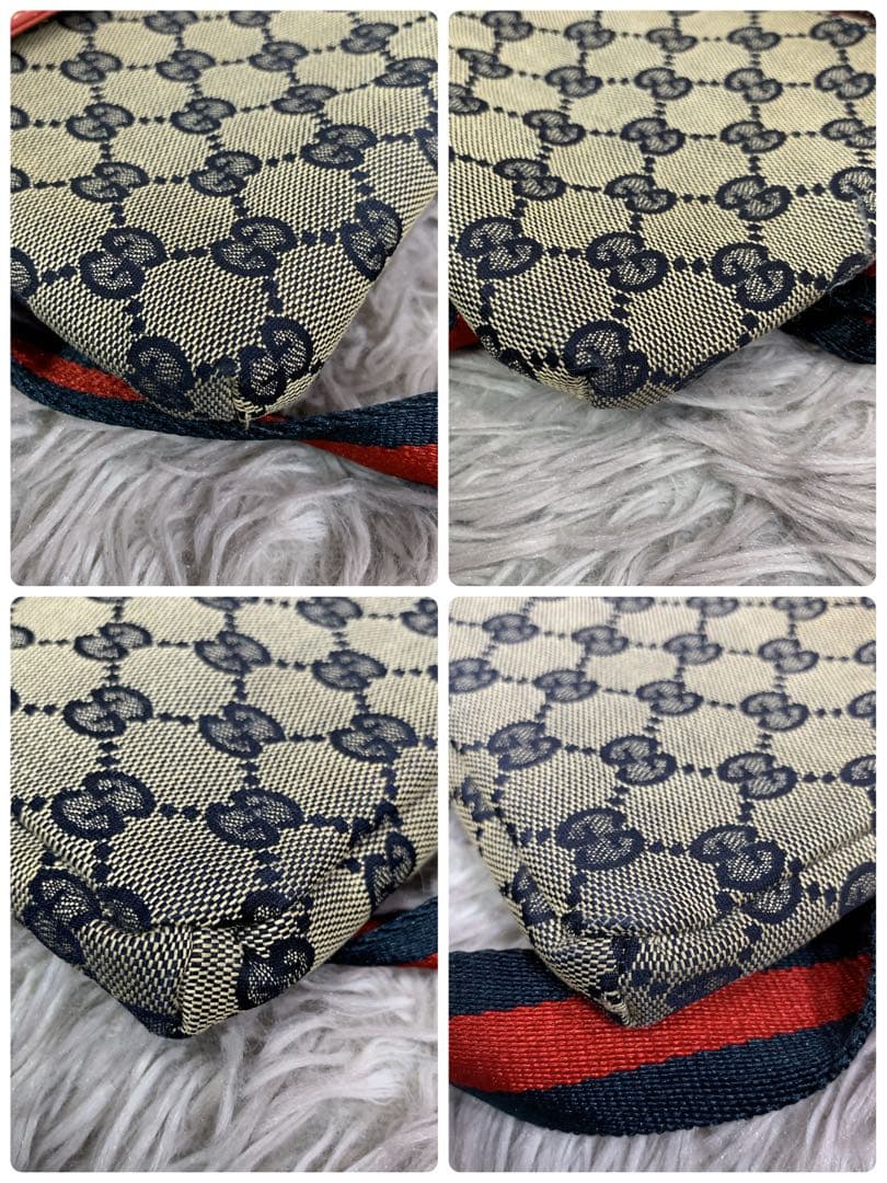 GUCCI グッチ ウエストポーチ ショルダーバッグ GG柄 キャンバス レザー
