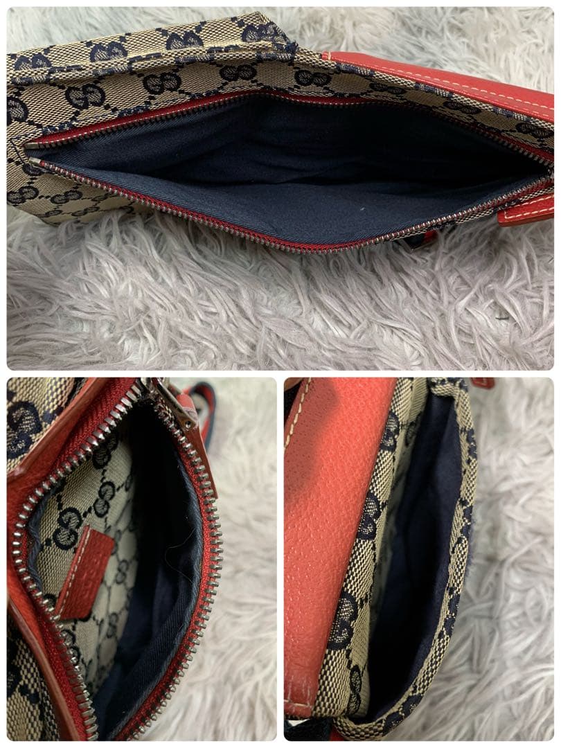 GUCCI グッチ ウエストポーチ ショルダーバッグ GG柄 キャンバス レザー