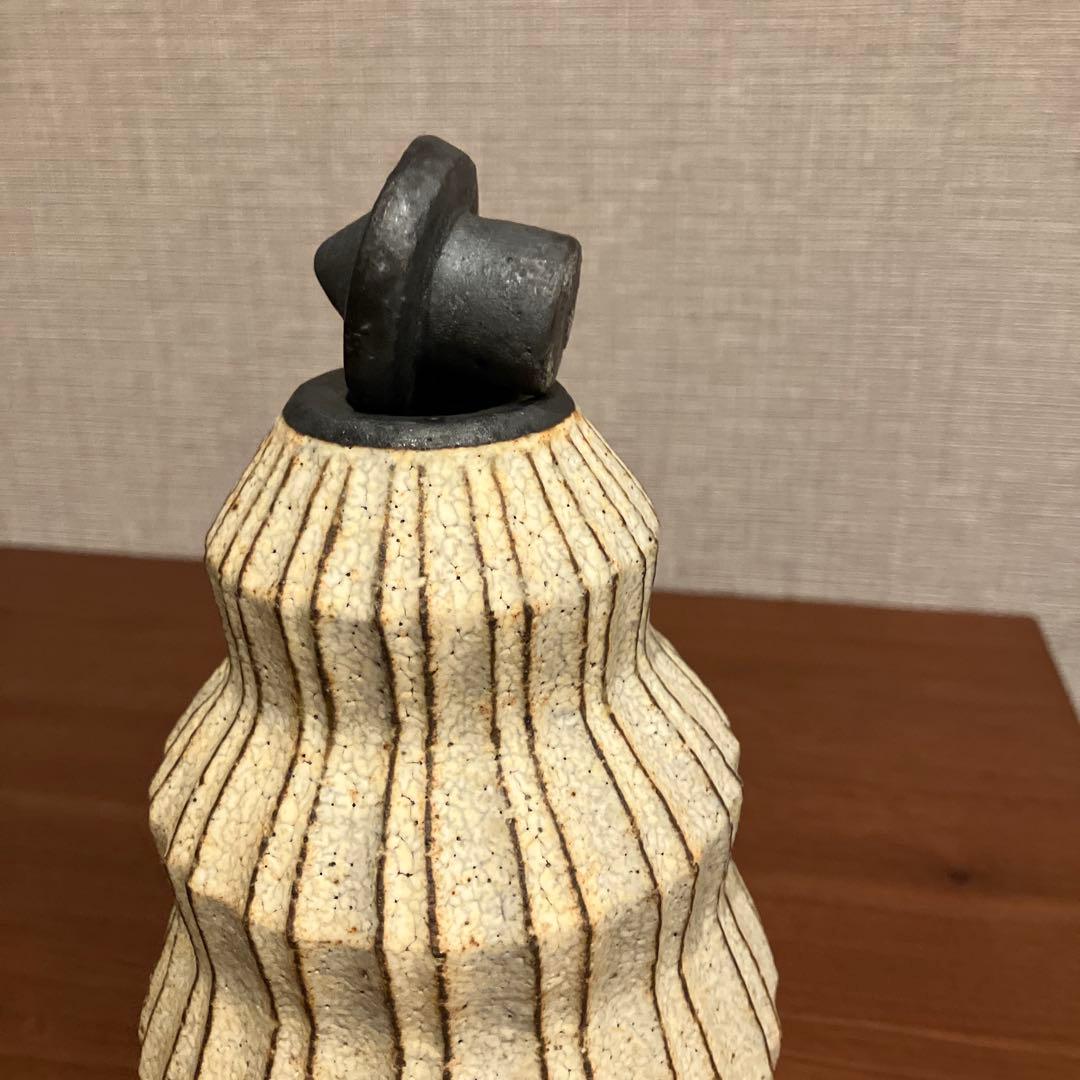 新品未使用 額賀章夫さん プリーツ 蓋もの オブジェ 花瓶 花器