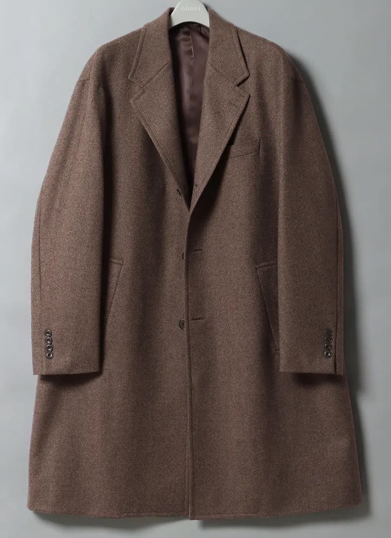 GOOVI ウールカシミヤソフトツイードシングルチェスターコート サイズ2 新作
