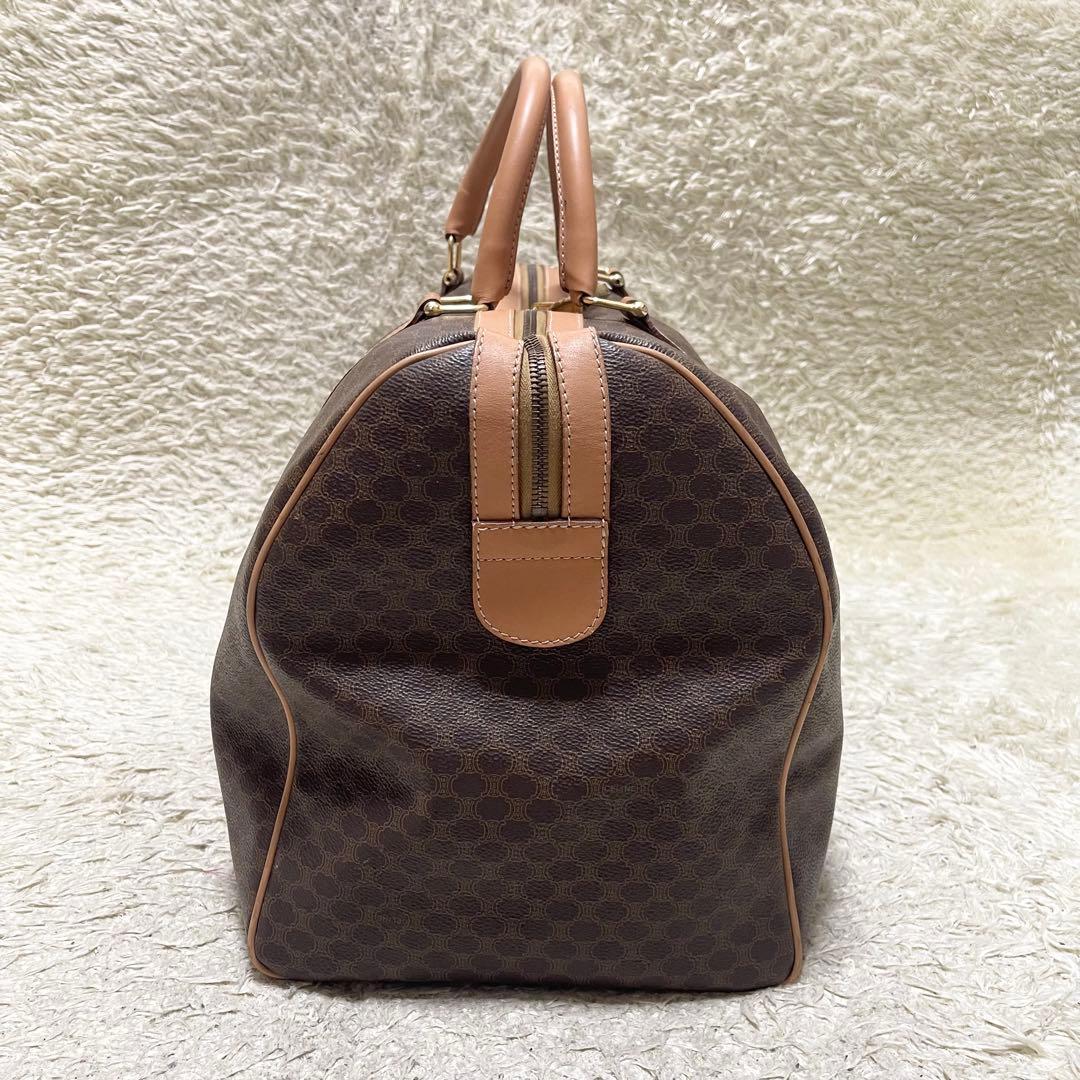 【特大容量/美品】セリーヌ　ボストンバッグ　マカダム　レザー　ゴールド金具