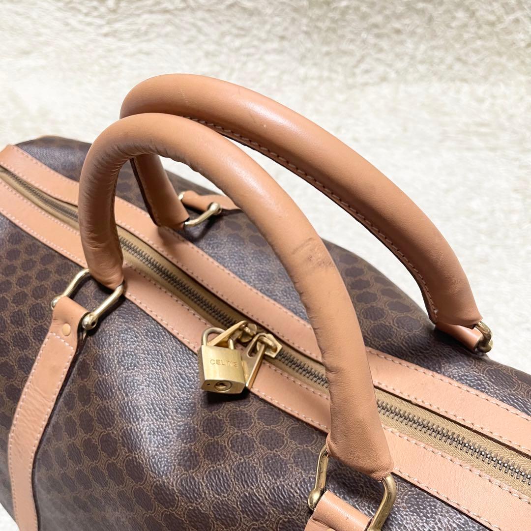 【特大容量/美品】セリーヌ　ボストンバッグ　マカダム　レザー　ゴールド金具