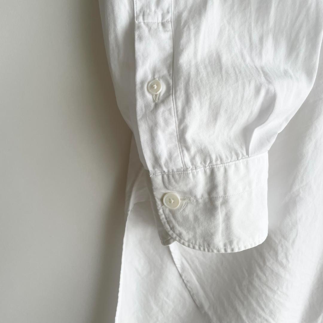 美品 COMOLI (q) コモリ バンドカラーシャツ ワイド オーバー 白