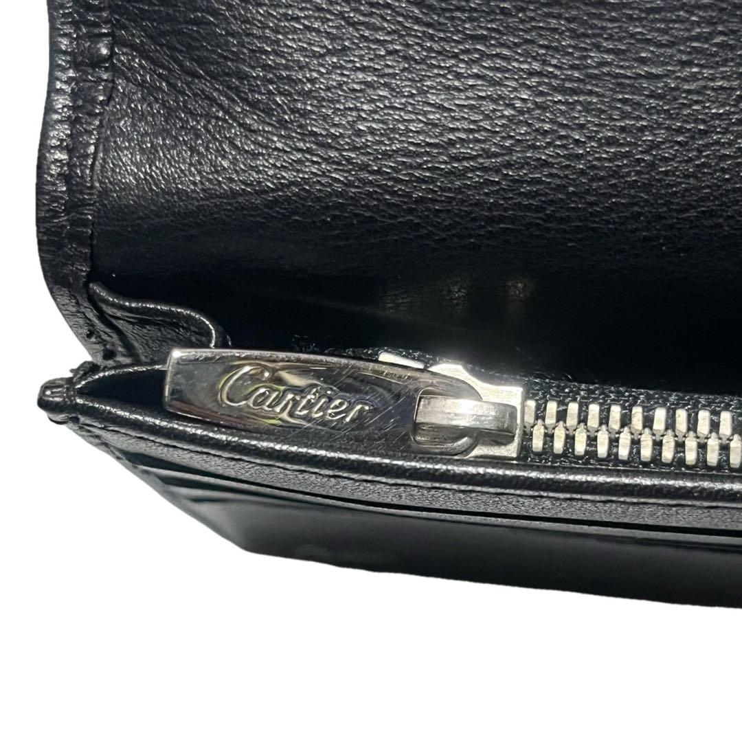カルティエ Cartier 二つ折り 長財布 レザー 革 ブラック 黒