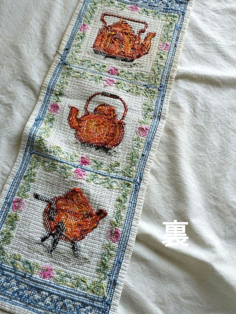 Vintage　✺ケトル　❐クロスステッチ　壁飾り❐