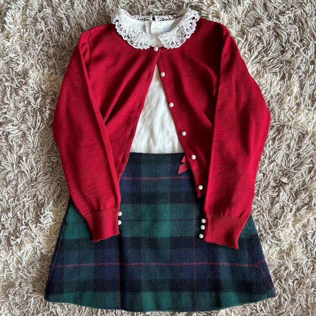 えり　美品　チェック柄スカート　タートル140 タイツ　セット