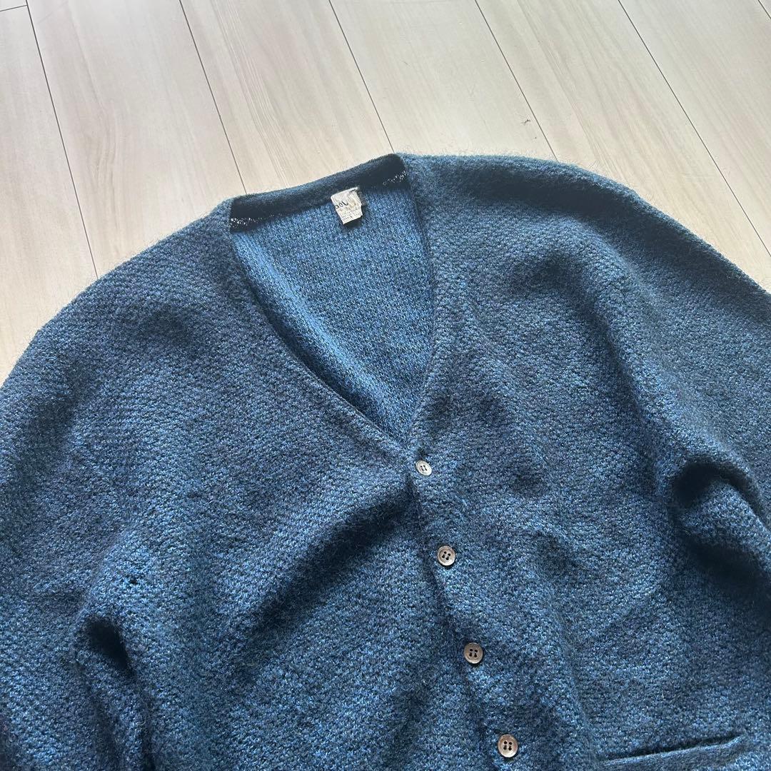 60s Jockey モヘアカーディガン アメリカ製 XL 青黒 ビッグサイズ