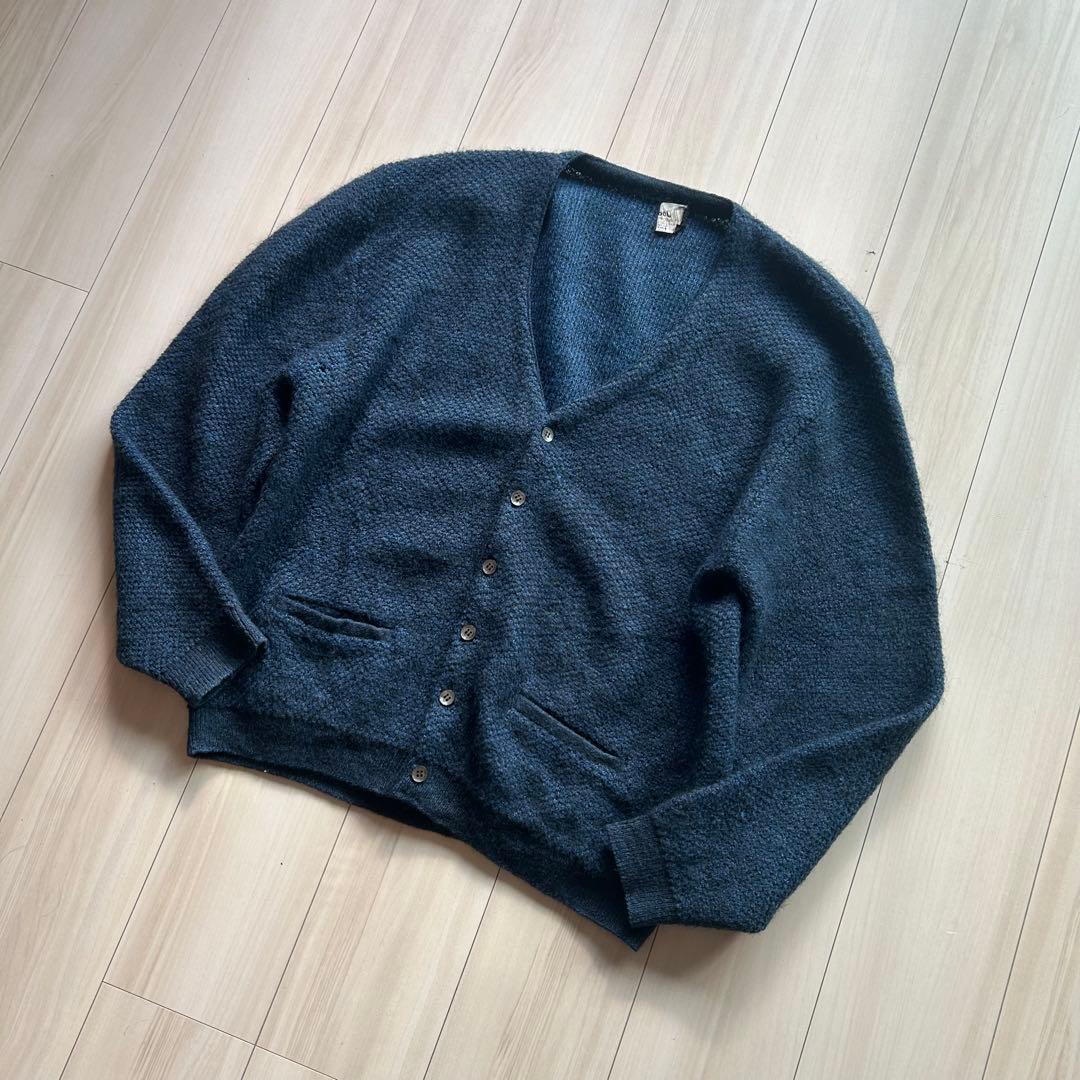 60s Jockey モヘアカーディガン アメリカ製 XL 青黒 ビッグサイズ