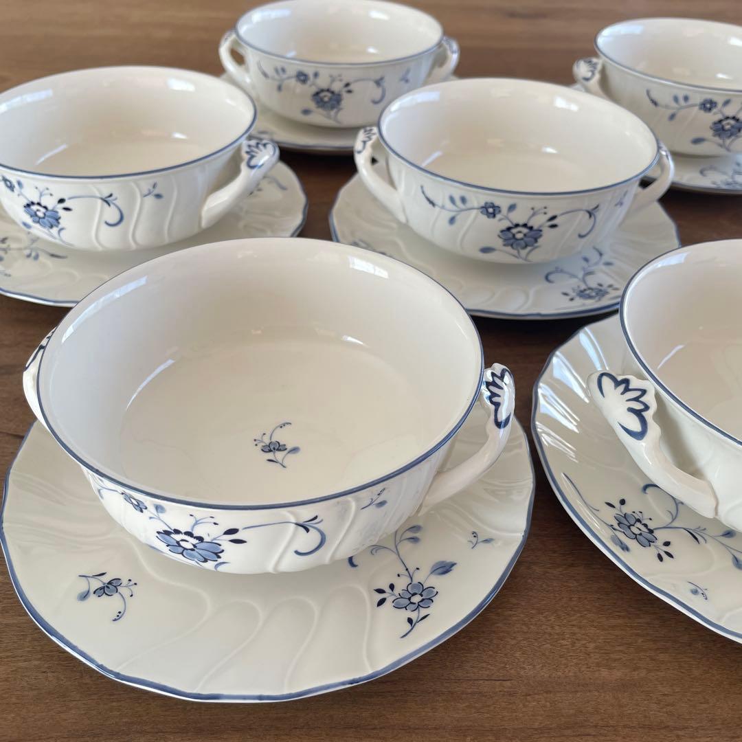 ニッコーとビレロイ&ボッホのダブルネームのスープカップとソーサー　6セット