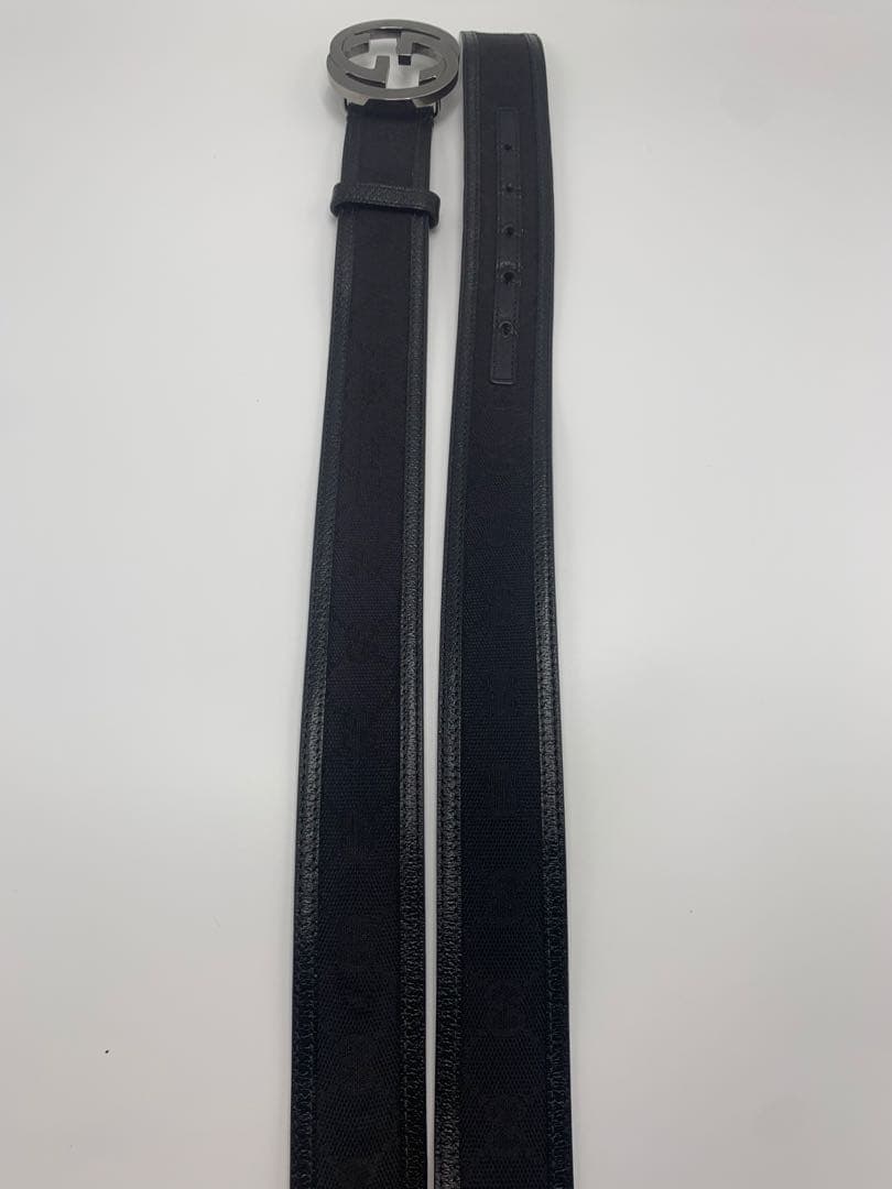GUCCI グッチ インターロッキングG ベルト GGキャンバス レザー
