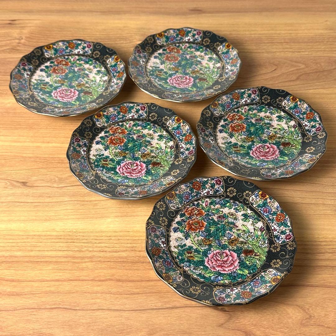 九谷焼　新品　4号皿　錦絵　小皿　5枚