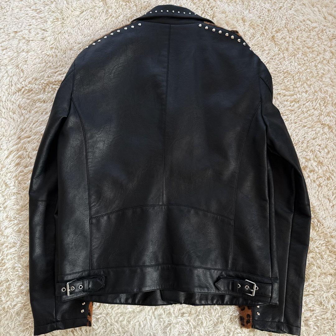 ZARA レオパード 豹柄 フェイクレザー ダブルライダース レザージャケット