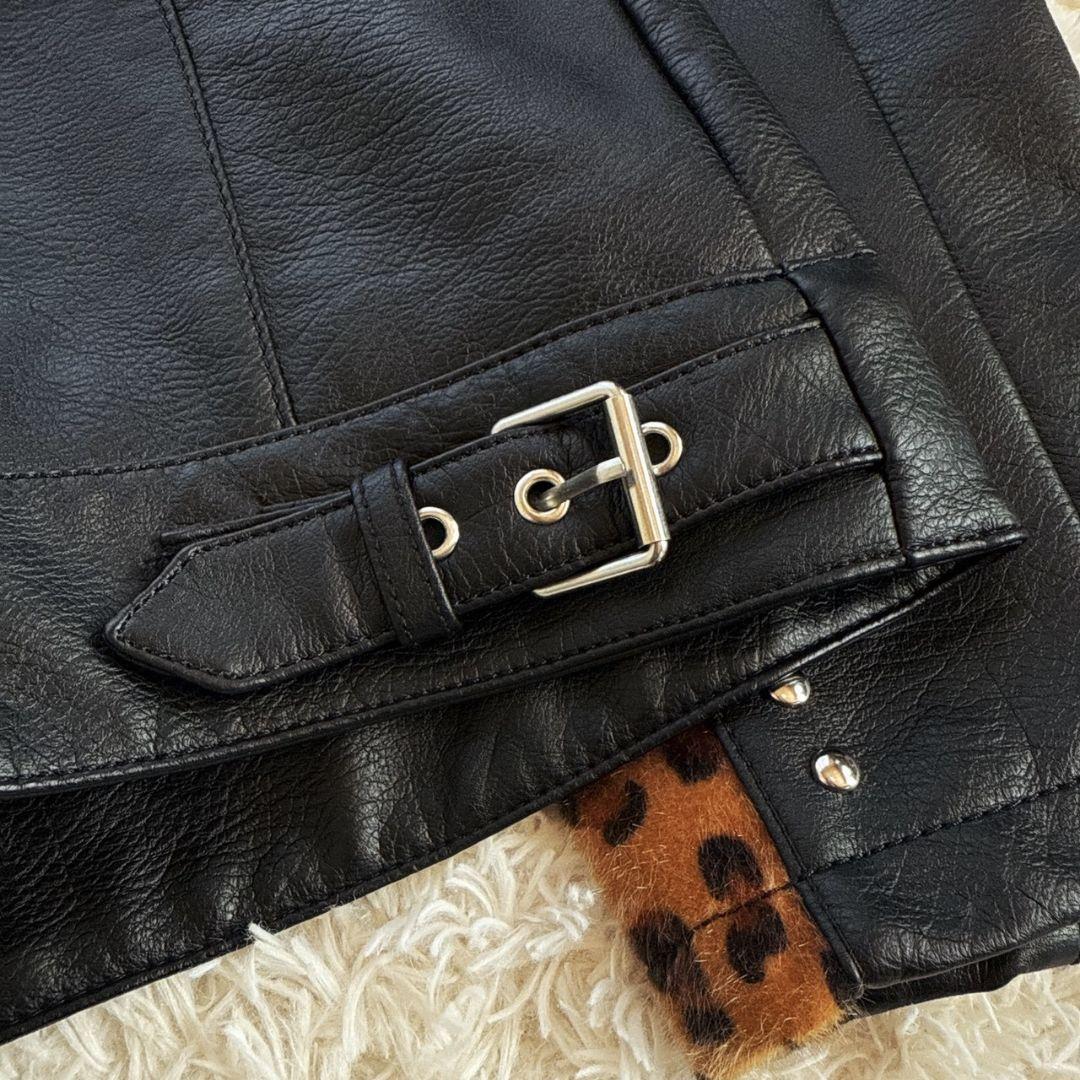 ZARA レオパード 豹柄 フェイクレザー ダブルライダース レザージャケット