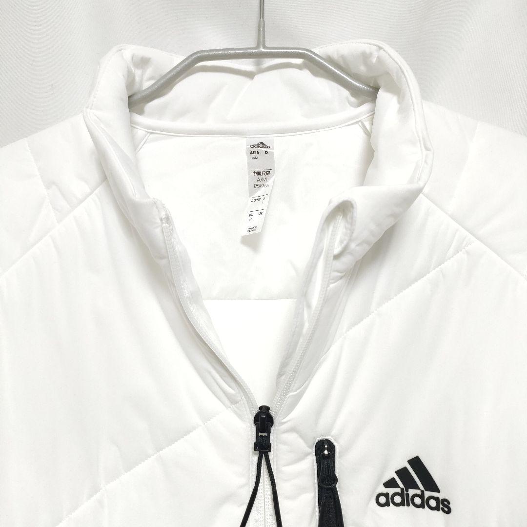 ☆アディダス☆ダブルジップ☆中綿入り☆ウーブンジャケット☆ホワイト☆極暖☆軽量☆