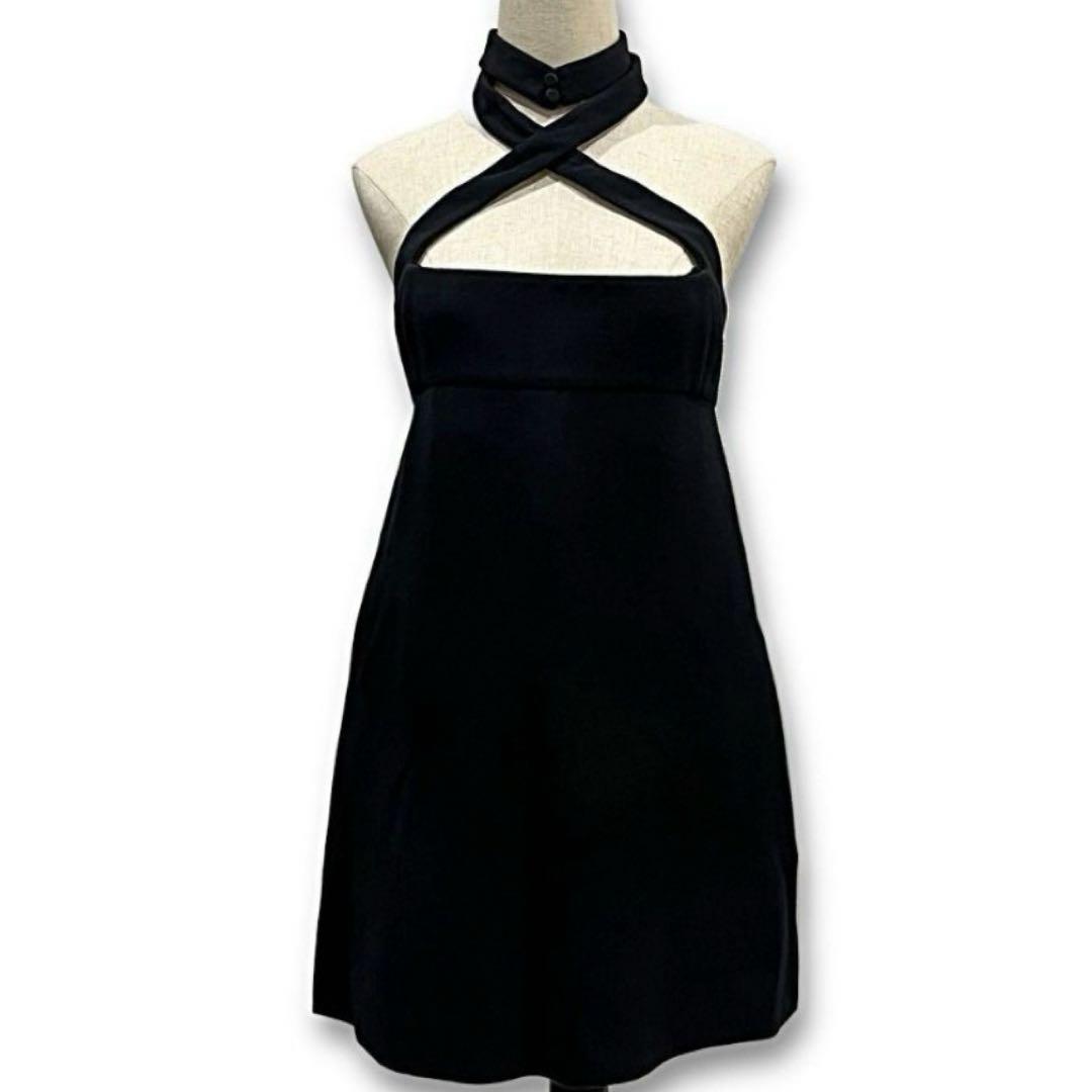 未使用級 クリスチャンディオール ホルターネック ドレスワンピース ブラック