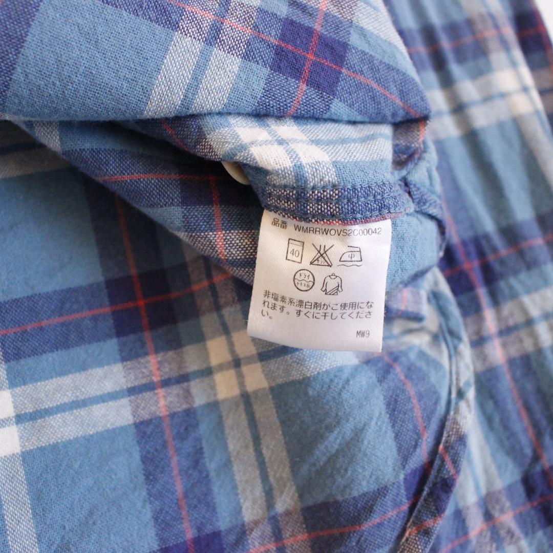 RRL チェック柄 長袖シャツ Sサイズ コットン 水色 総柄