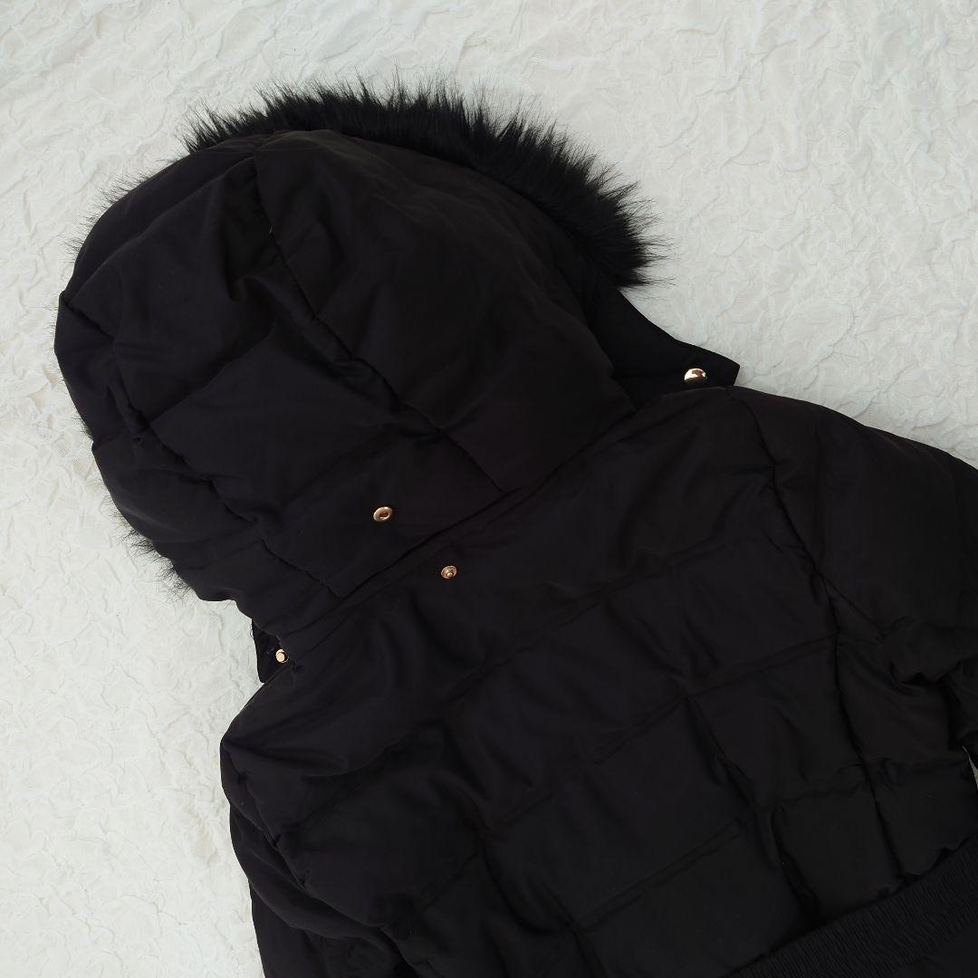 ZARA ザラ フェイクファー ロングダウンコート　ウエストベルト　M 黒