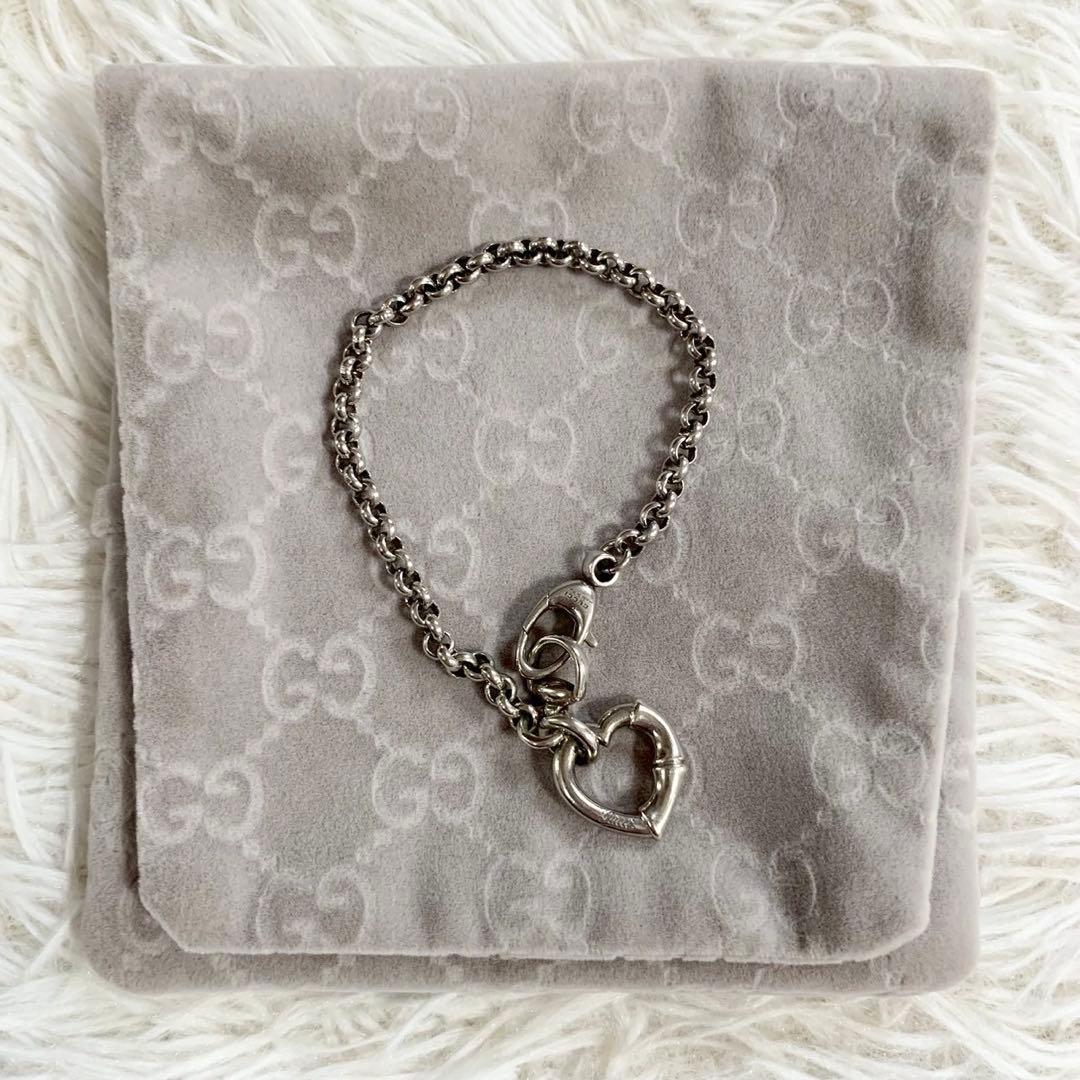 GUCCI　グッチ　ハート　バンブー　ブレスレット　AG925　シルバー
