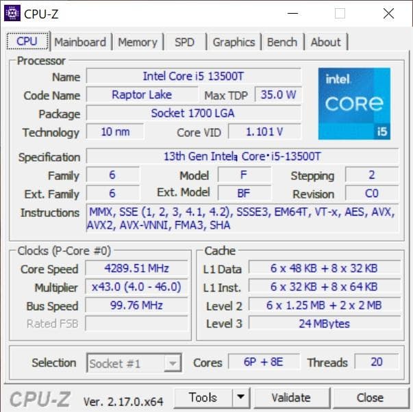 CPU Intel Core i5-13500T