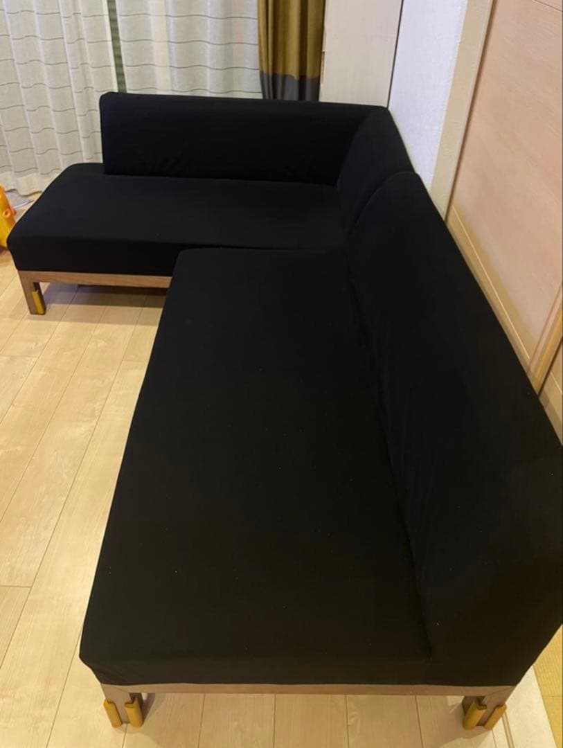 黒のL字型ソファ 引き取り限定