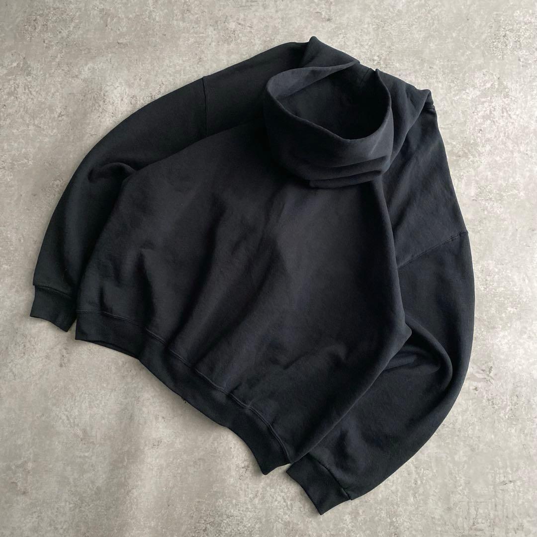 神サイズ 90s ラッセル 無地 ジップ パーカー 黒 ブラック XL