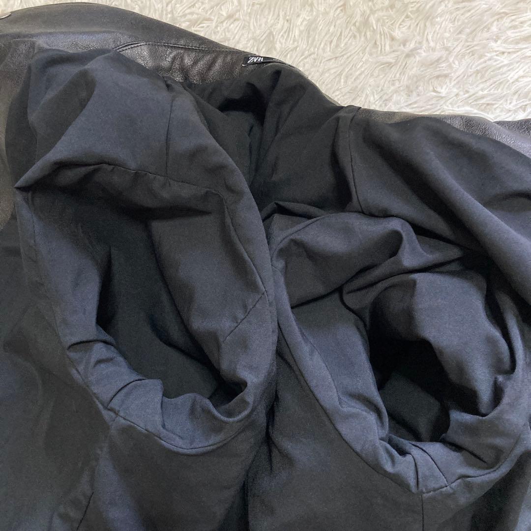 ザラ レザージャケット XL ダブル ライダース 本革 ブラック バイク