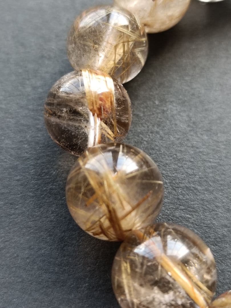 ゴールドルチル クォーツ 12mm玉 17cm ブレスレット　②