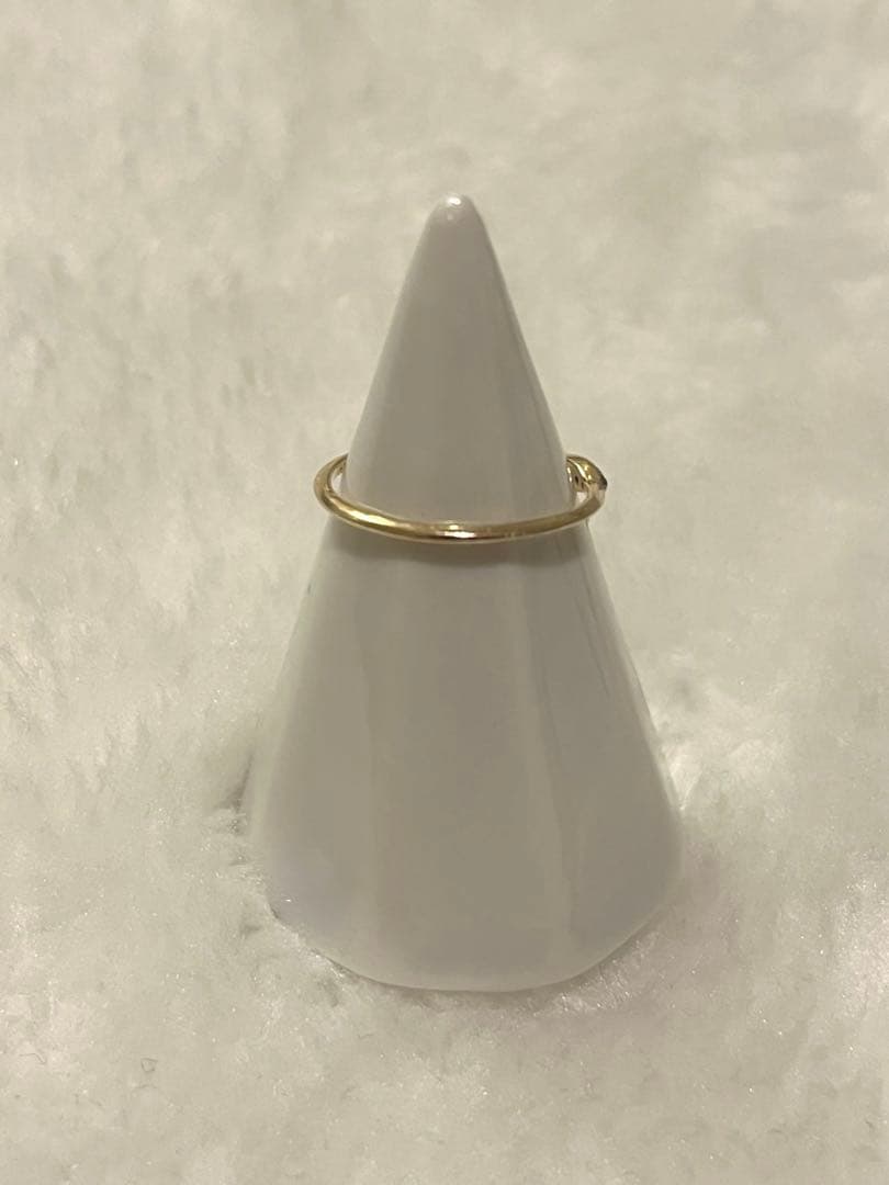 ノジェスk10 ゴールドシンプルリング ダイヤモンド0.11ct +N刻印