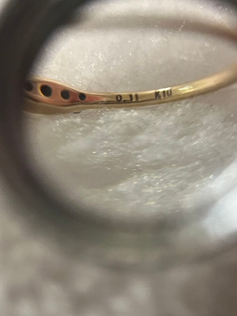 ノジェスk10 ゴールドシンプルリング ダイヤモンド0.11ct +N刻印
